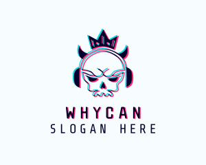 Streamer - Glitch Skull Crown logo design