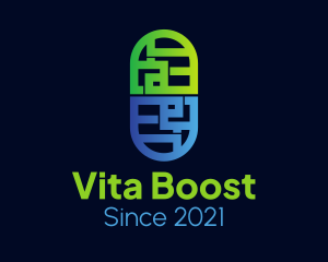 Vitamins - Geometric Pill Outline logo design