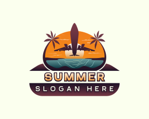 Airplane Tropical Travel logo design