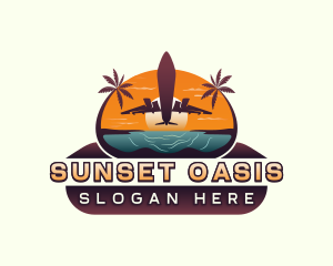 Airplane Tropical Travel logo design