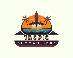 Airplane Tropical Travel logo design