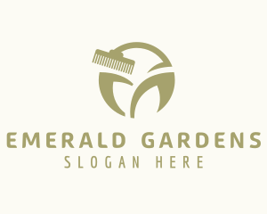 Landscaping Rake Sprout logo design