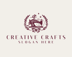 Crafts - Floral Butterfly Sewing Machine logo design