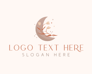 Fashion - Floral Moon Boho logo design