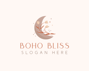 Floral Moon Boho logo design