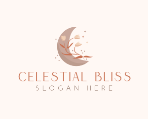 Floral Moon Boho logo design