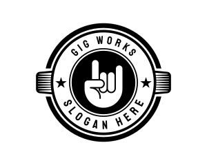 Gig - Rock Band Hand Badge logo design