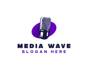 Broadcast - Microphone Broadcast Media logo design
