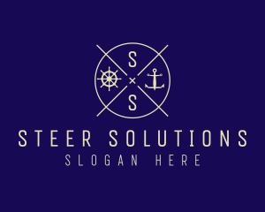 Steer - Anchor Wheel Vessel logo design