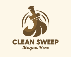 Sweeper - Brown Broom Sweeper logo design