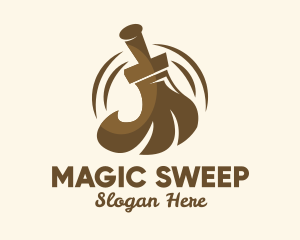 Brown Broom Sweeper  logo design