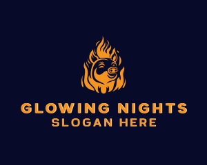 Pig Grilling Flame  Logo
