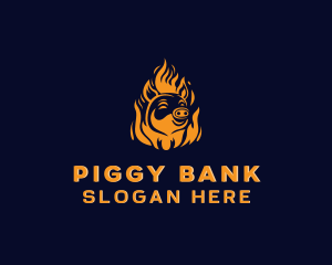 Pig - Pig Grilling Flame logo design