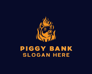 Pig Grilling Flame  logo design