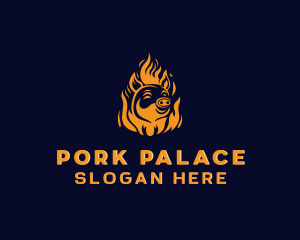 Pig Grilling Flame  logo design