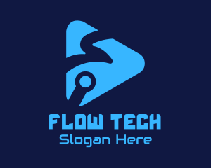 Blue Tech Media Player logo design