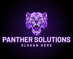 Purple Tiger Lion Panther logo design