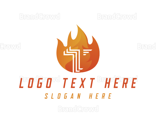 Hot Fire Flame BBQ Logo