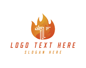 Letter T - Hot Fire Flame BBQ logo design