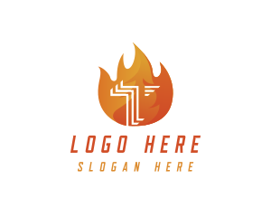 Mechanic - Hot Fire Flame BBQ logo design