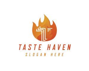 Hot Fire Flame BBQ logo design