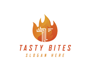 Hot Fire Flame BBQ logo design