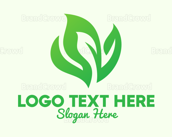 Modern Green Leaves Logo