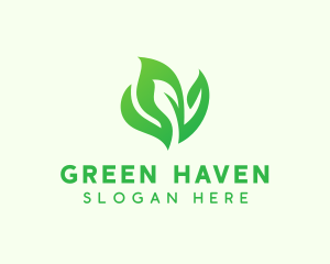 Natural Green Leaves logo design