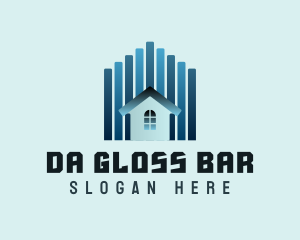 Bar Graph Building House logo design