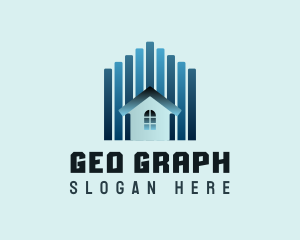 Bar Graph Building House logo design