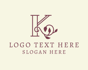Beauty Salon - Natural Vine Letter K logo design