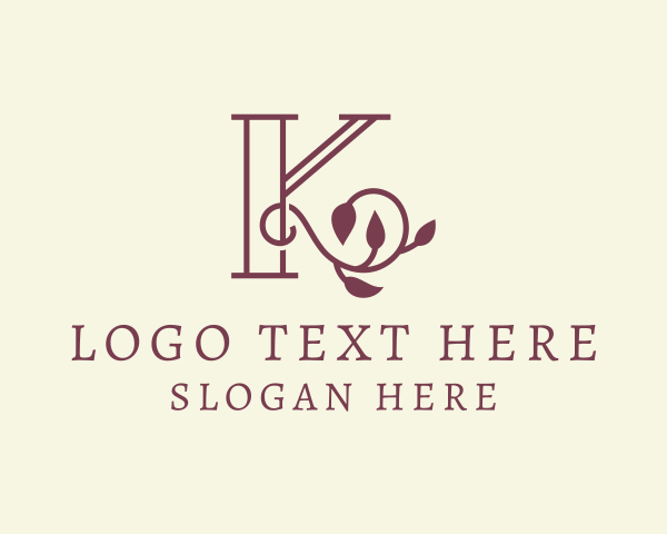 Botanical - Natural Vine Letter K logo design