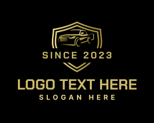 Driver - Gold Pickup Truck Badge logo design