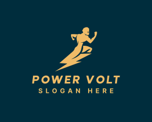 Running Electric Power Man logo design