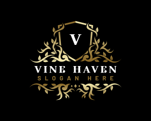 Premium Shield Vine logo design