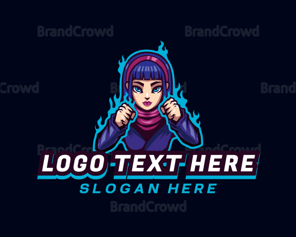 Fighter Woman Gamer Logo