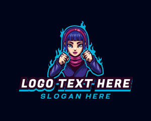 Twitch - Fighter Woman Gamer logo design