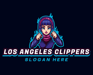 Fighter Woman Gamer Logo