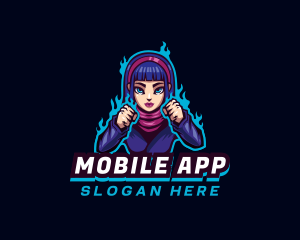 Fighter Woman Gamer Logo