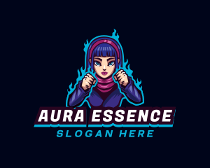 Aura - Fighter Woman Gamer logo design