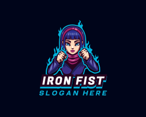 Fighter Woman Cosplay Gamer  logo design