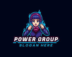 Character - Fighter Woman Gamer logo design