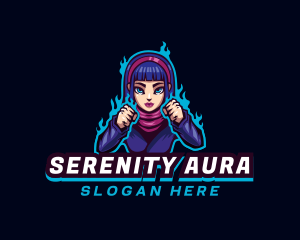 Aura - Fighter Woman Cosplay Gamer logo design