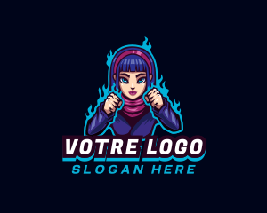 Controller - Fighter Woman Gamer logo design