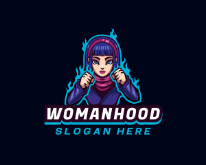 Female - Fighter Woman Gamer logo design