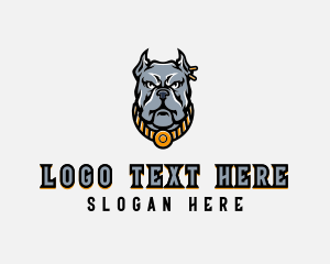 Dog Collar - Pit Bull Dog Animal logo design
