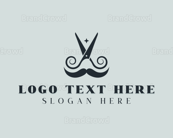 Mustache Scissor Barber Logo