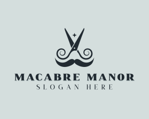 Mustache Scissor Barber Logo