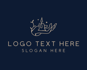 Relaxation - Candle Light Hand logo design
