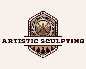 Sculpting - Chisel Saw Carpentry logo design